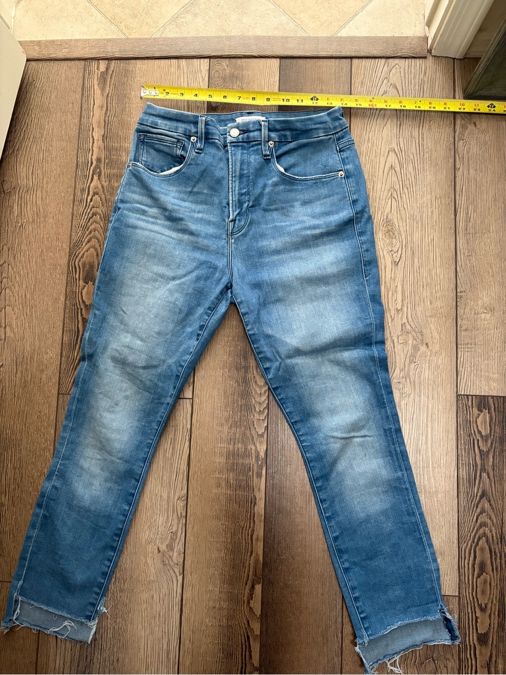 Good American Good Waist High Rise Step Hem Skinny Jeans 10/30